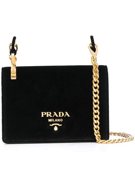 Prada Black Velvet Pattina Shoulder Bag 